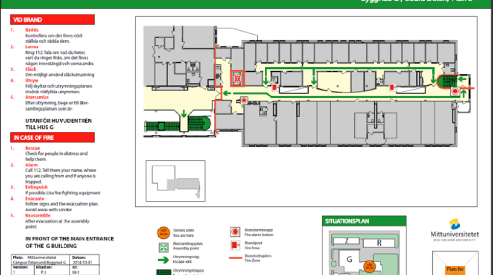 utrymningsplan hus G Östersund