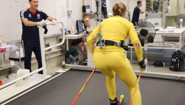 Test av kompressionskläder i A-labbet hos Nationellt vintersportcentrum