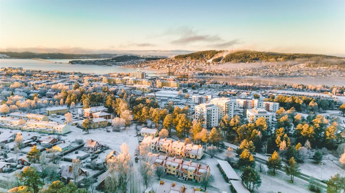 Vintrig vy över Östersund