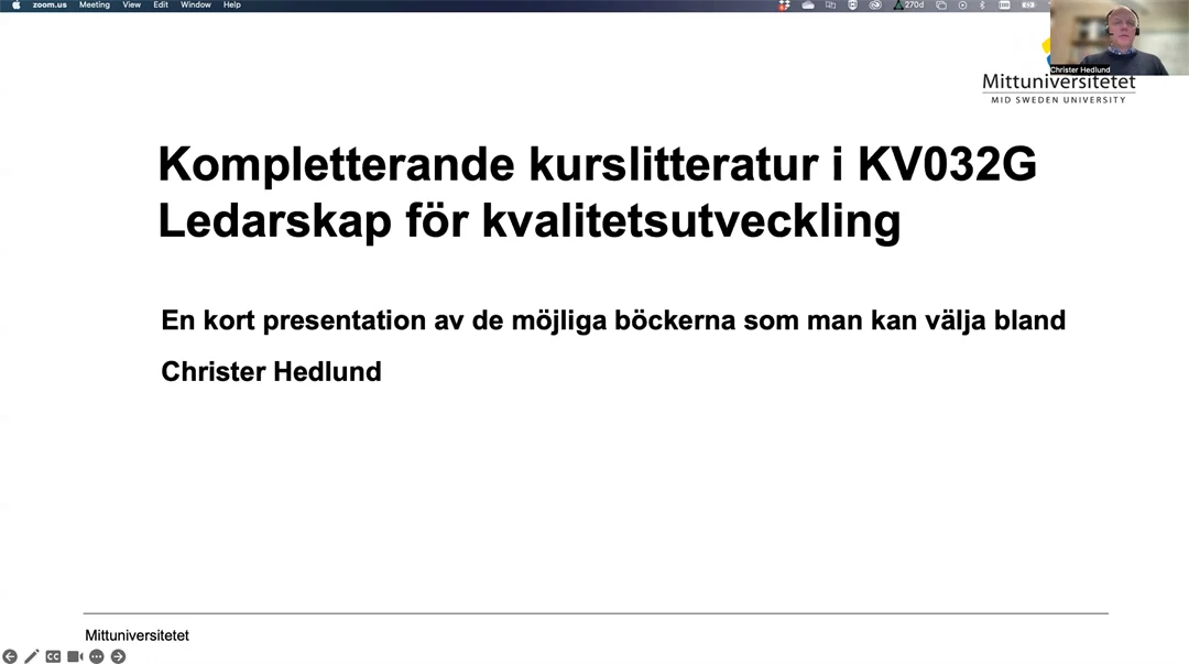 Infofilm, Ledarskap för kvalitetsutveckling, 7,5 hp