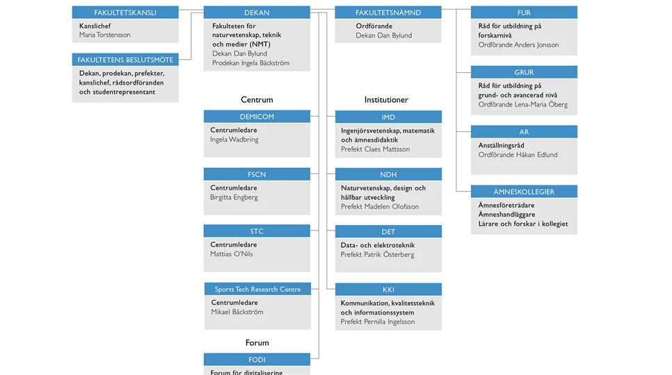 Organisationsskiss över NMT-fakulteten